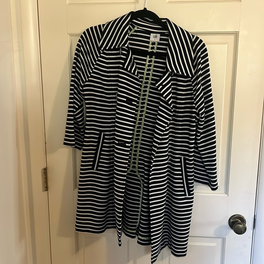 Navy and white striped sailor jacket